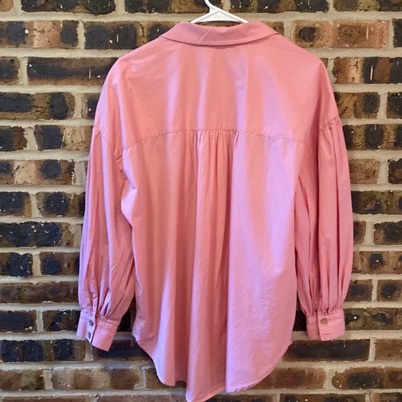 Free People pink peasant shirt oversized button up, Women’s sized small - Picture 6 of 10